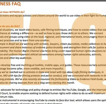 WITNESS FAQ WITNESS FAQ
